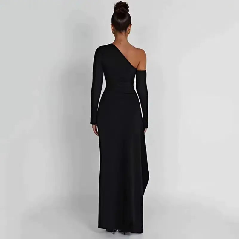 Women's One-Shoulder High-Slit Evening Dress