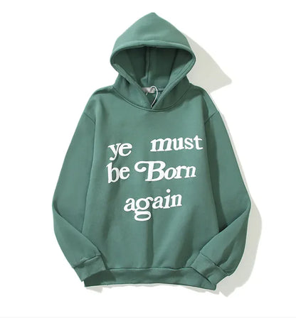 Kanye West-Style Fleece Hoodie with Foam Letter Print