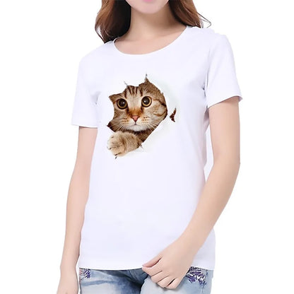 Cat Print Casual Women's T-Shirt