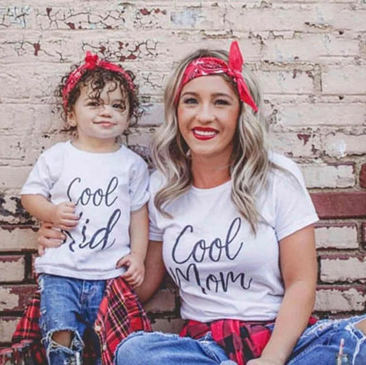 "Cool Mom" & "Cool Kid" Matching Mom & Child Short Sleeve Shirts