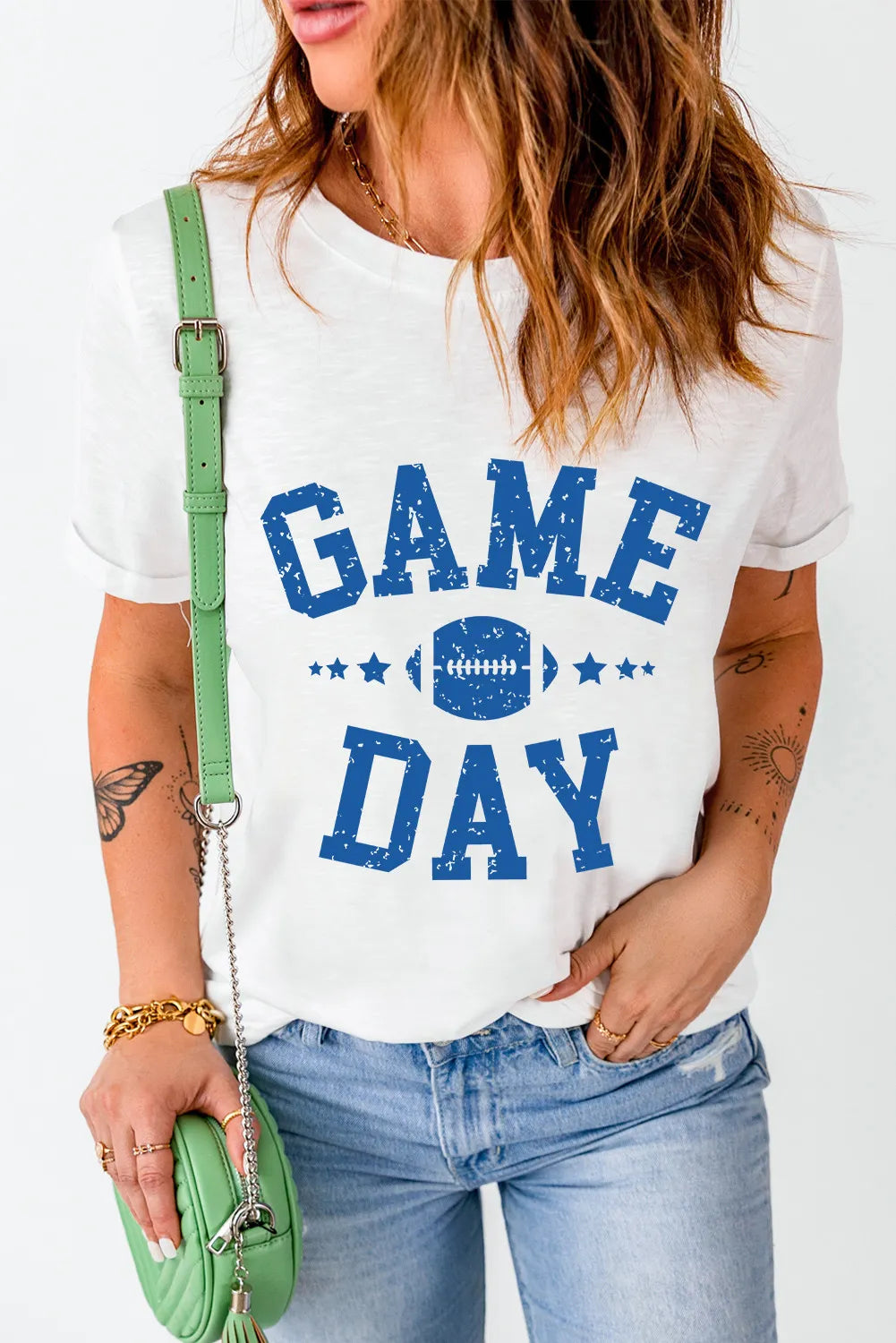 "GAME DAY" Round Neck Short Sleeve T-Shirt