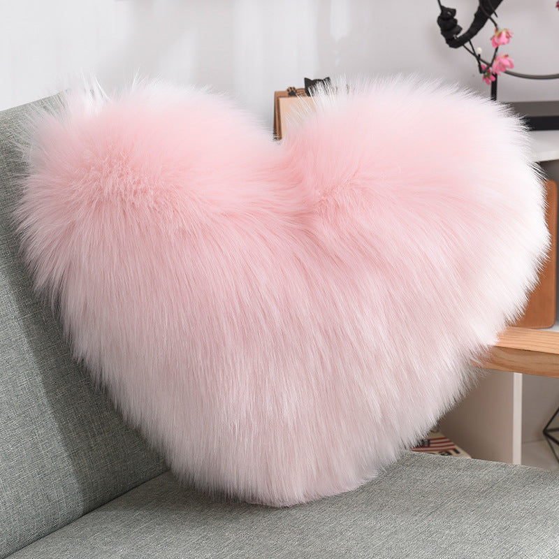 Heart Shaped Shaggy Pillow