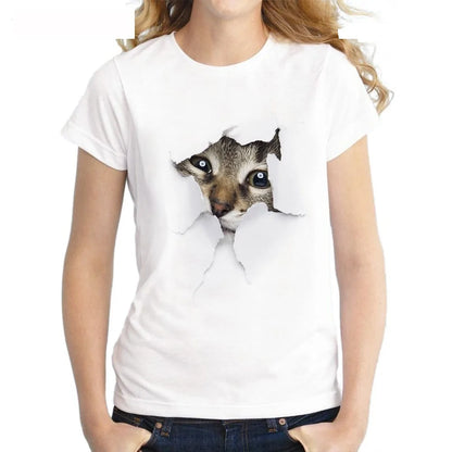 Cat Print Casual Women's T-Shirt