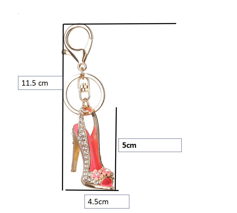 Fashion Diamond-Studded High Heels Shape Keychain