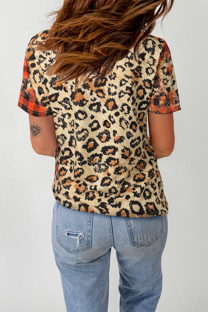 Leopard Plaid Floral T-Shirt