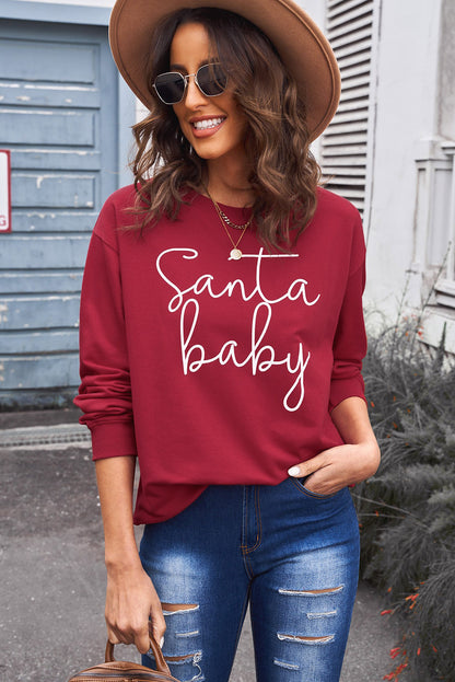 Christmas "SANTA BABY" Graphic Sweatshirt