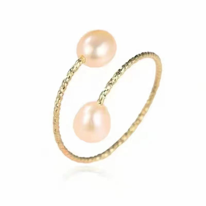 18k Gold Pearl Adjustable Ring