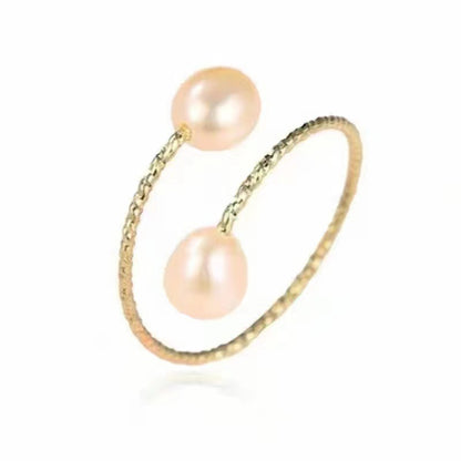 18k Gold Pearl Adjustable Ring