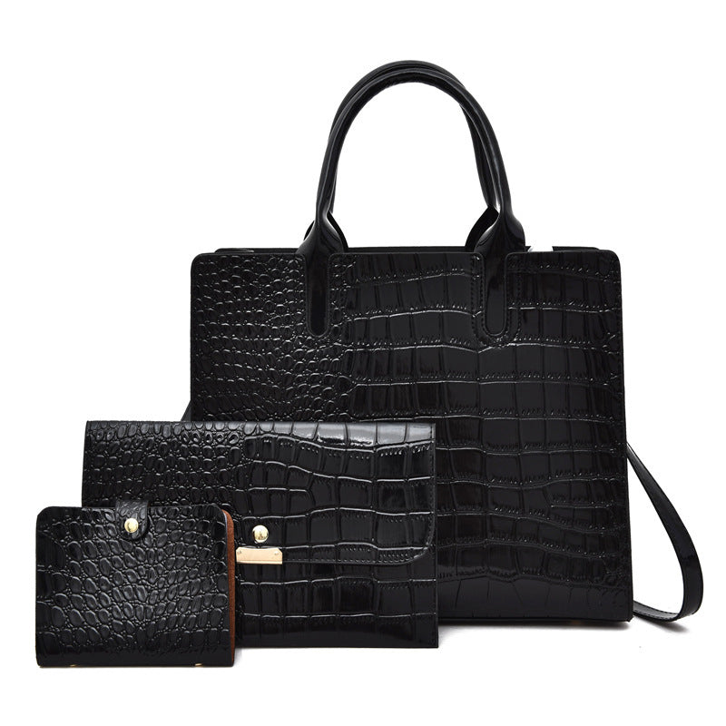 Women's Three-piece Vintage Crocodile Pattern Handbag