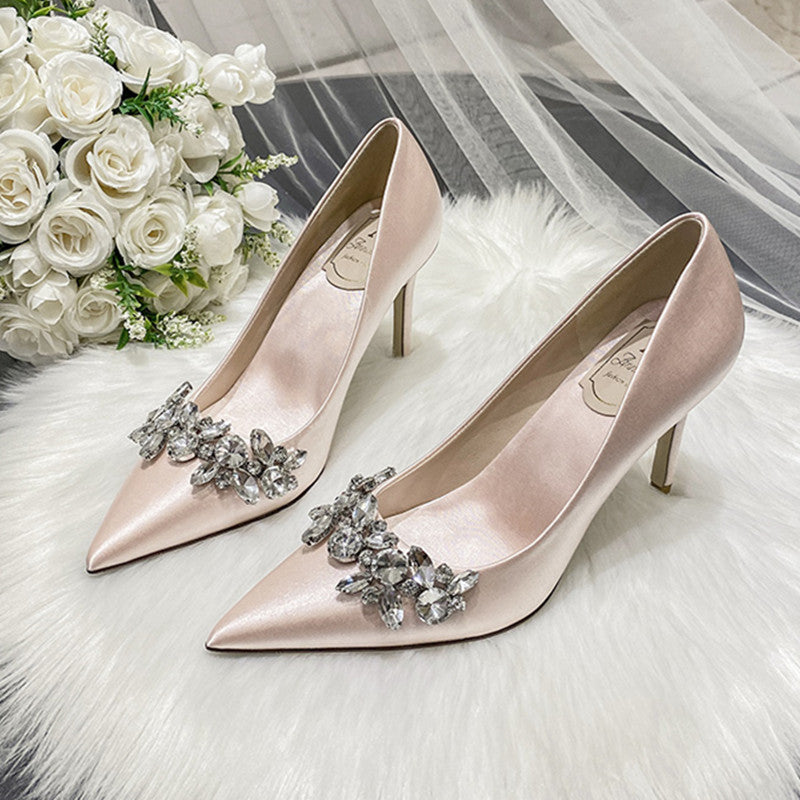 Bridal Satin White High Heels