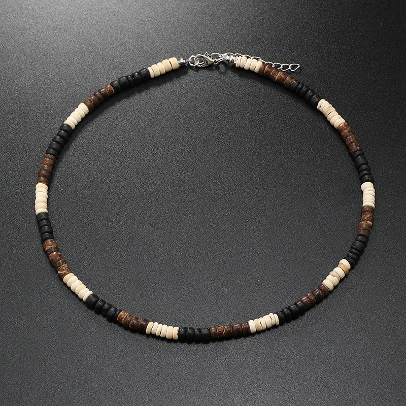 Coconut Shell Beaded Men's Clavicle Chain