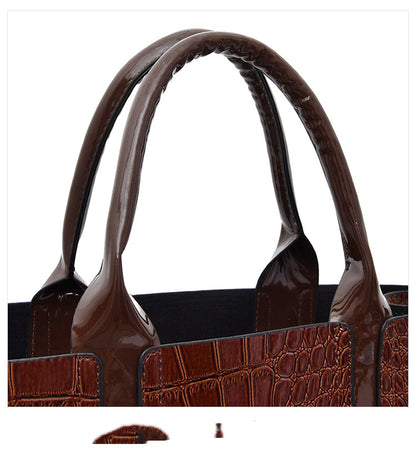 Women's Three-piece Vintage Crocodile Pattern Handbag