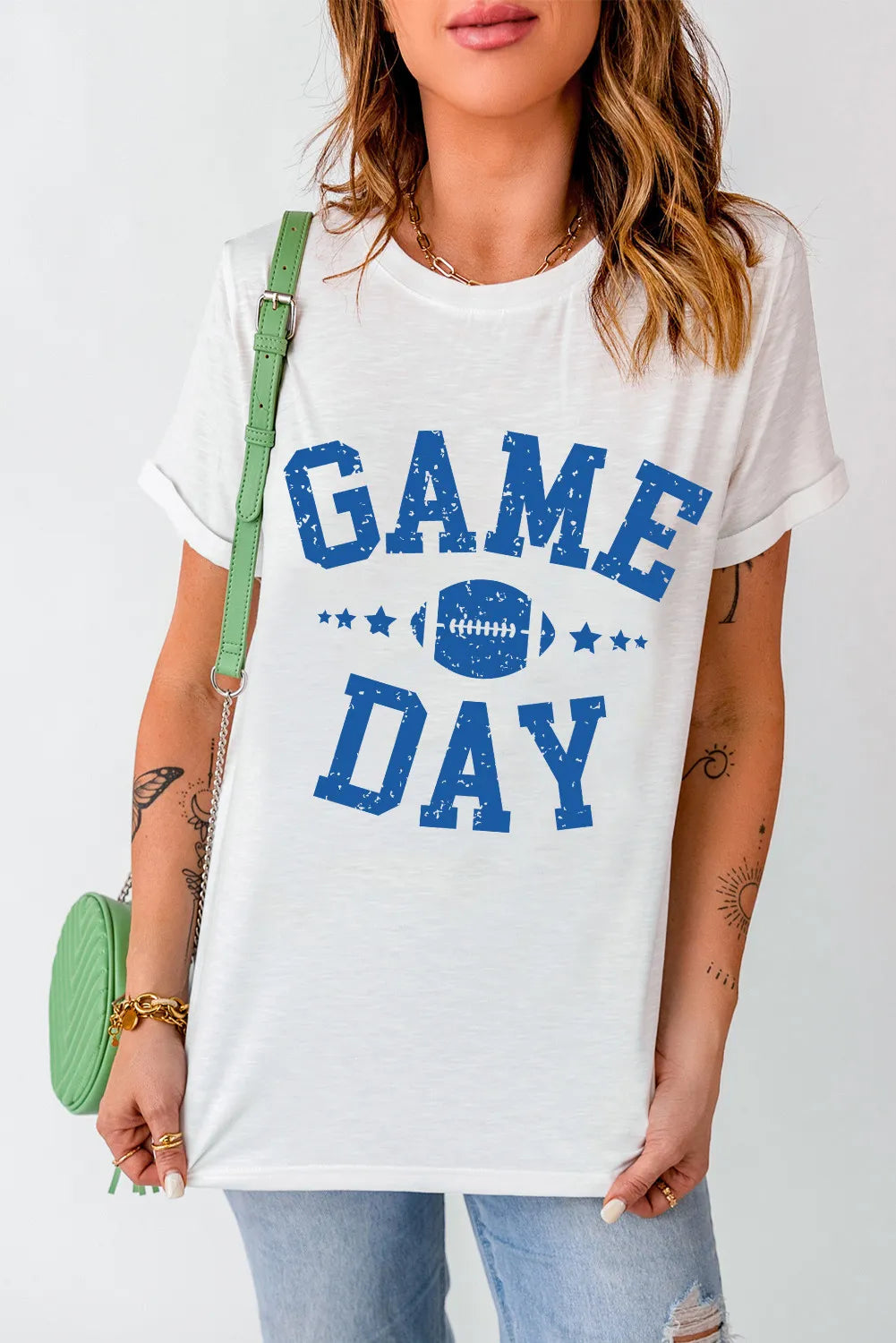 "GAME DAY" Round Neck Short Sleeve T-Shirt