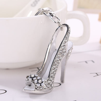 Fashion Diamond-Studded High Heels Shape Keychain