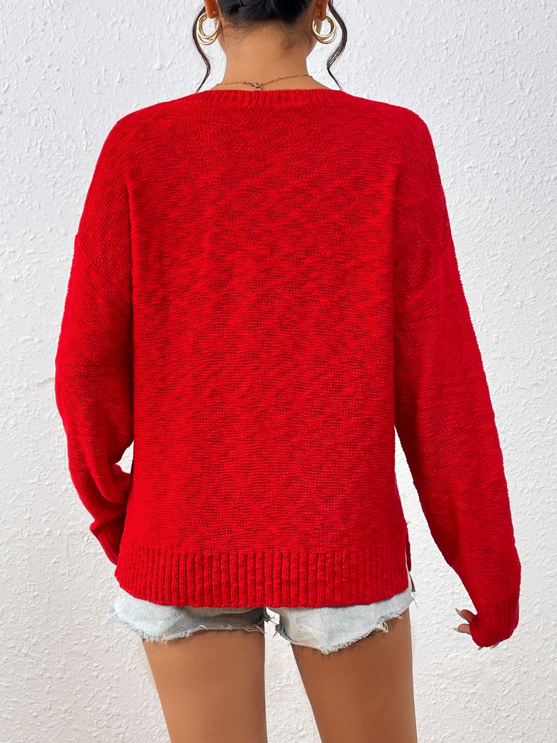 "AMERICA" Round Neck Long Sleeve Sweater