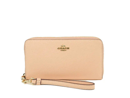 Coach Long Faded Blush Crossgrain Leather Zip Around Wallet