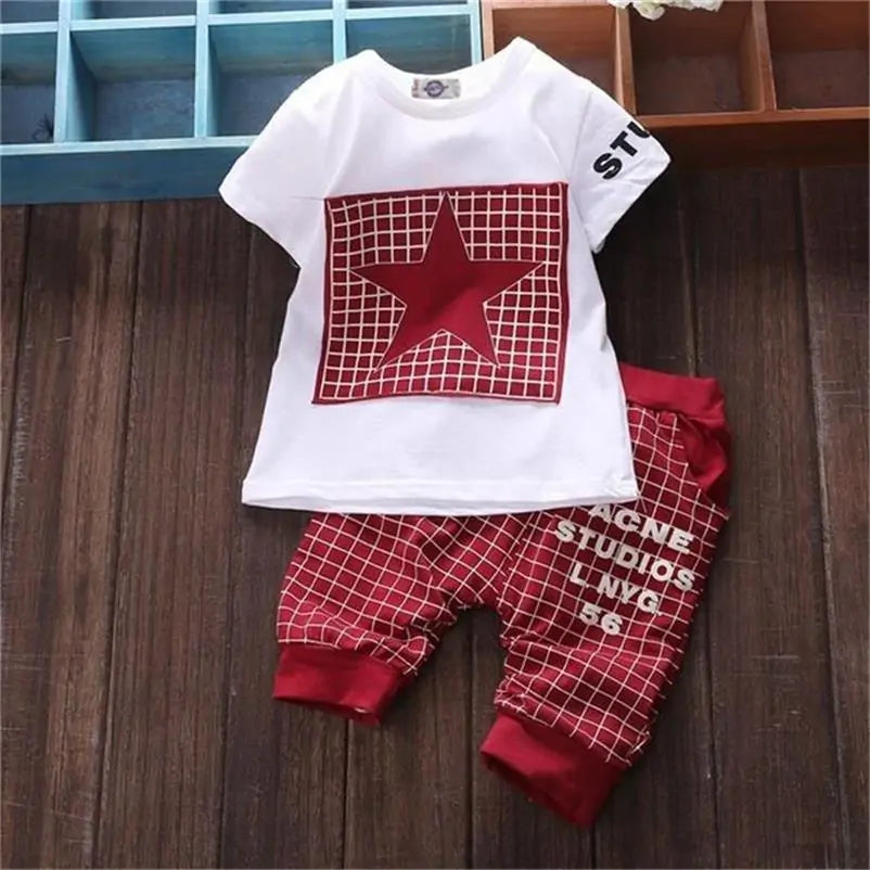 Baby Boy Star Printed Clothes Set: T-Shirt + Pants Outfit