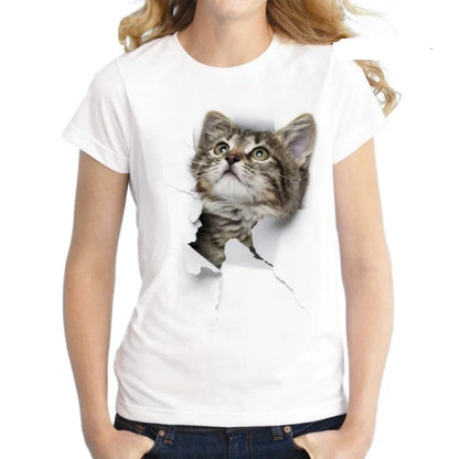 Cat Print Casual Women's T-Shirt