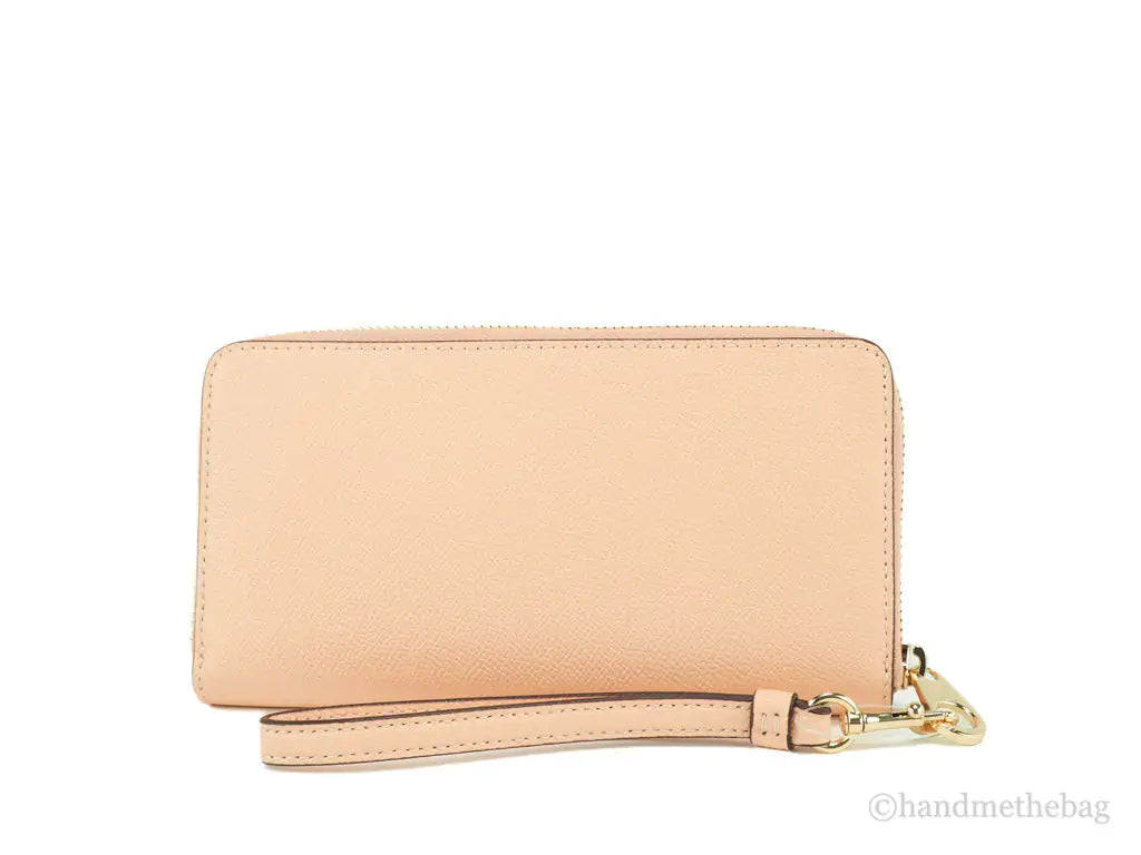 Coach Long Faded Blush Crossgrain Leather Zip Around Wallet