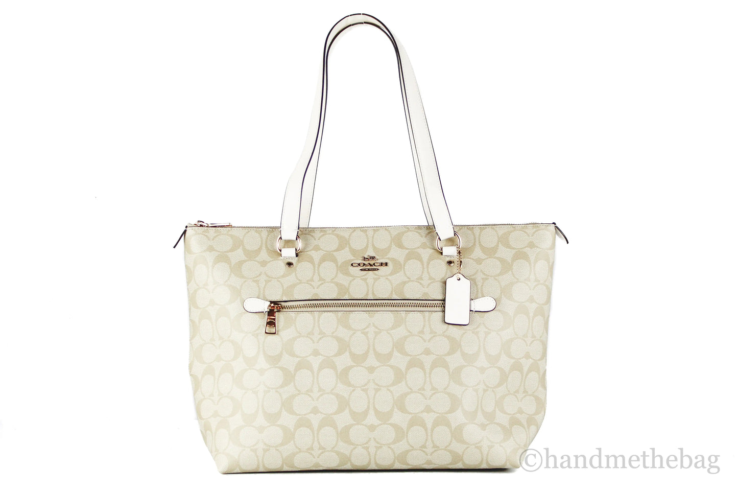 Coach (F79609) Signature Coated Canvas Light Khaki Chalk Gallery Tote Handbag